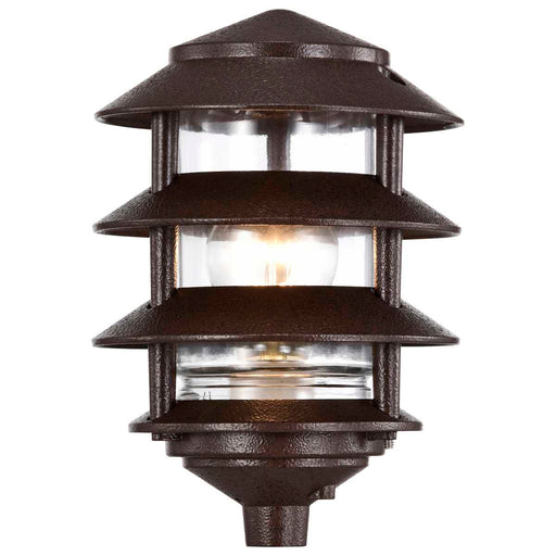 Post Lantern Nuvo SF76-633 Pagoda Garden Fixture - Small Hood - 1 light - 3 Louver - Old Bronze Finish Nuvo