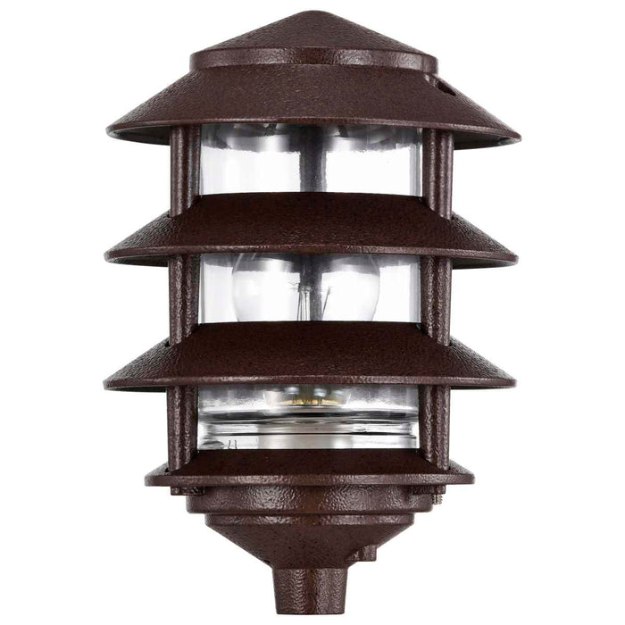 Post Lantern Nuvo SF76-633 Pagoda Garden Fixture - Small Hood - 1 light - 3 Louver - Old Bronze Finish Nuvo