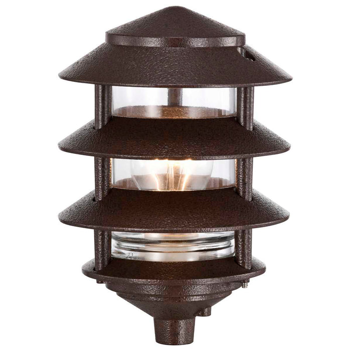 Post Lantern Nuvo SF76-633 Pagoda Garden Fixture - Small Hood - 1 light - 3 Louver - Old Bronze Finish Nuvo