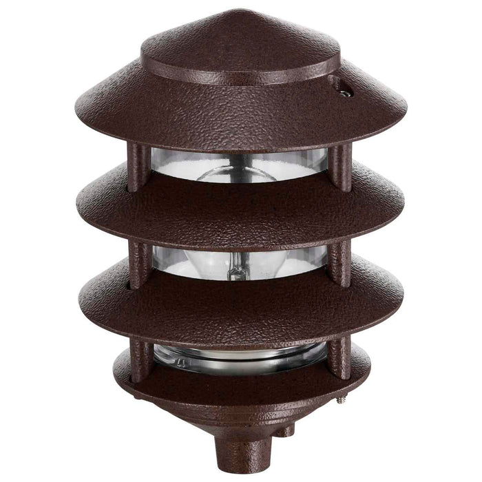 Post Lantern Nuvo SF76-633 Pagoda Garden Fixture - Small Hood - 1 light - 3 Louver - Old Bronze Finish Nuvo