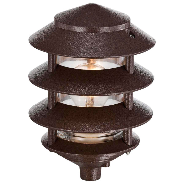 Post Lantern Nuvo SF76-633 Pagoda Garden Fixture - Small Hood - 1 light - 3 Louver - Old Bronze Finish Nuvo