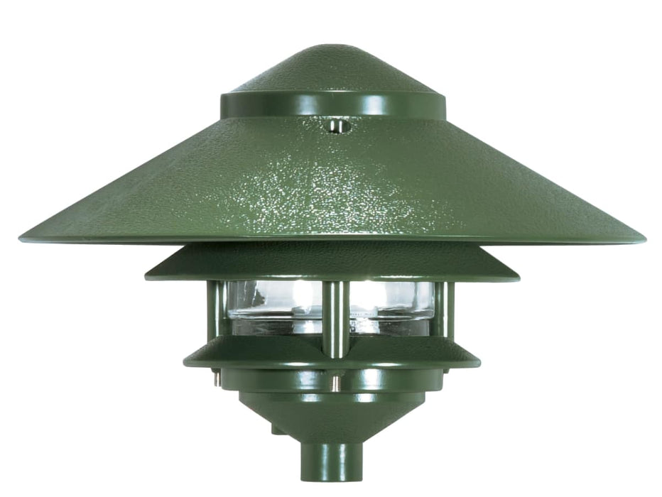 Post Lantern Nuvo SF76-634 Pagoda Garden Fixture - Large 10" Hood - 1 light - 2 Louver - Green Finish Nuvo