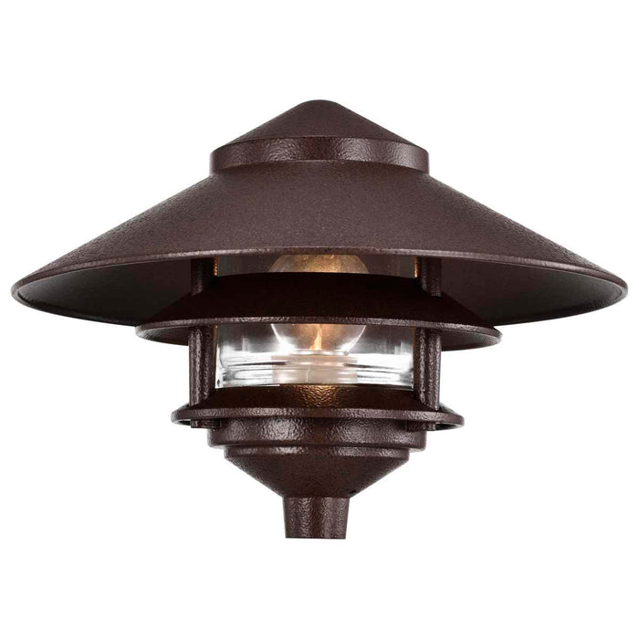 Post Lantern Nuvo SF76-635 Pagoda Garden Fixture - Large 10" Hood - 1 light - 2 Louver - Old Bronze Finish Nuvo