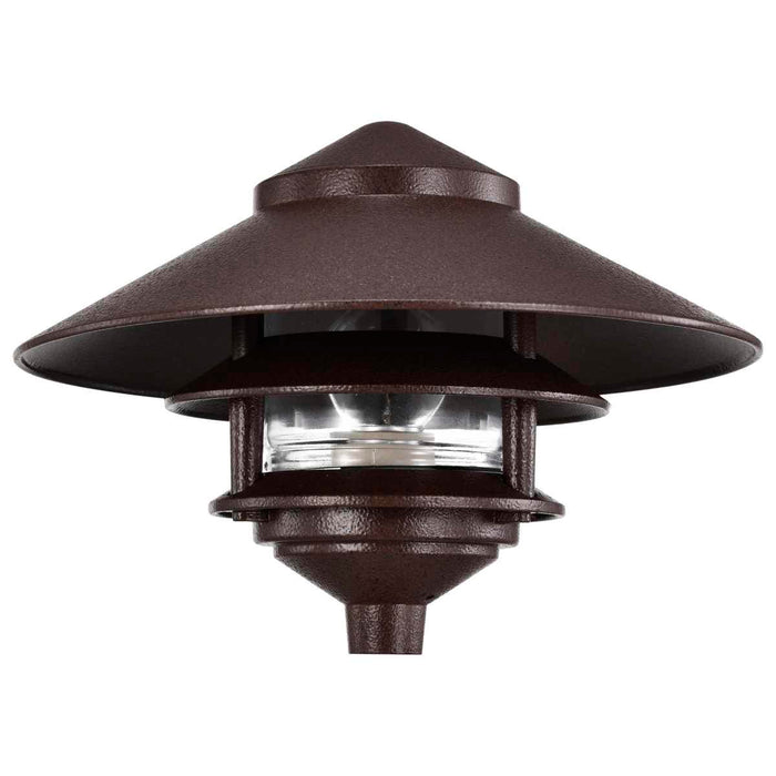 Post Lantern Nuvo SF76-635 Pagoda Garden Fixture - Large 10" Hood - 1 light - 2 Louver - Old Bronze Finish Nuvo
