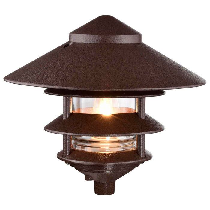 Post Lantern Nuvo SF76-637 Pagoda Garden Fixture - Large 10" Hood - 1 light - 3 Louver - Old Bronze Finish Nuvo