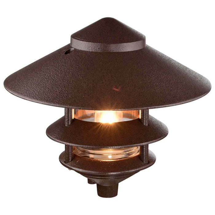 Post Lantern Nuvo SF76-637 Pagoda Garden Fixture - Large 10" Hood - 1 light - 3 Louver - Old Bronze Finish Nuvo