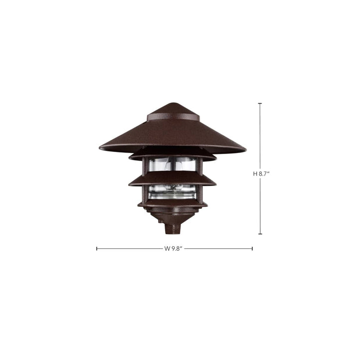 Post Lantern Nuvo SF76-637 Pagoda Garden Fixture - Large 10" Hood - 1 light - 3 Louver - Old Bronze Finish Nuvo