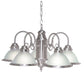 Chandelier Nuvo SF76-695 5 Light - 22" - Chandelier - With Frosted Ribbed Shades - Brushed Nickel Finish Nuvo