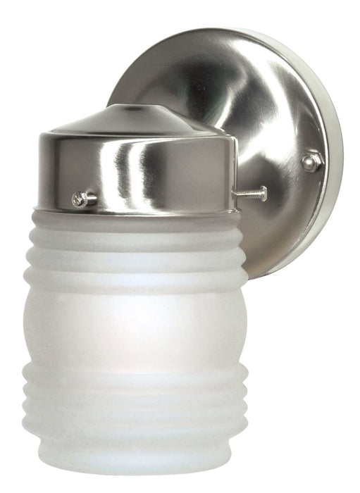 Wall Lantern Nuvo SF76-701 1 Light - 6" - Porch - Wall - Mason Jar with Frosted Glass - Brushed Nickel Finish Nuvo