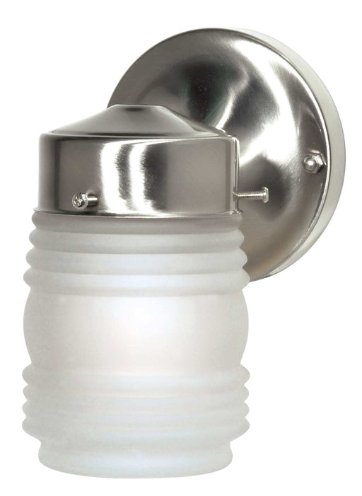 Wall Lantern Nuvo SF76-701 1 Light - 6" - Porch - Wall - Mason Jar with Frosted Glass - Brushed Nickel Finish Nuvo
