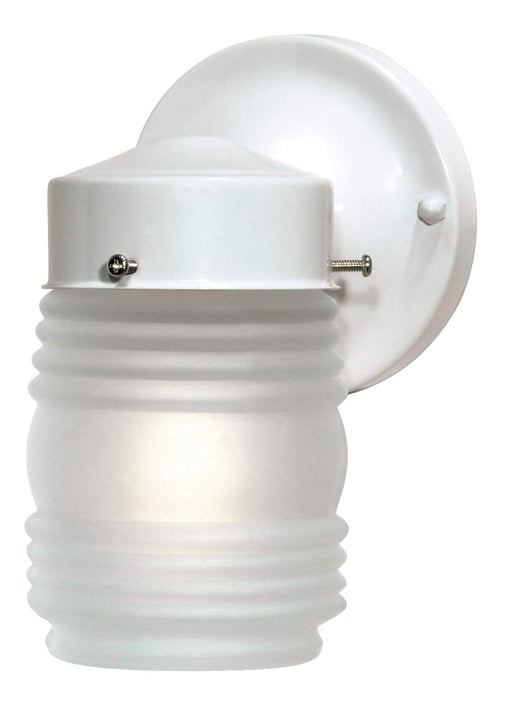 Wall Lantern Nuvo SF76-702 1 Light - 6" - Porch - Wall - Mason Jar with Frosted Glass - Gloss White Finish Nuvo