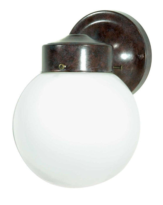 Wall Fixture Nuvo SF76-703 1 Light - 6" - Porch - Wall - With White Globe - Old Bronze Finish Nuvo