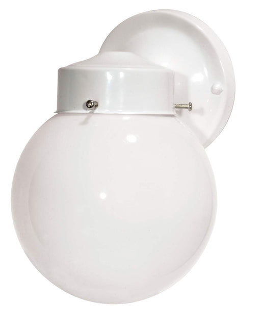 Wall Fixture Nuvo SF76-704 1 Light - 6" - Porch - Wall - With White Globe - Gloss White Finish Nuvo