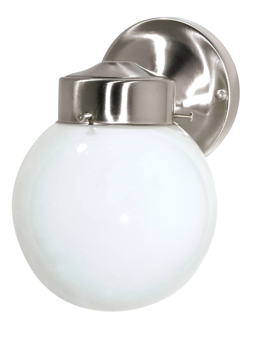 Wall Fixture Nuvo SF76-705 1 Light - 6" - Porch - Wall - With White Globe - Brushed Nickel Finish Nuvo