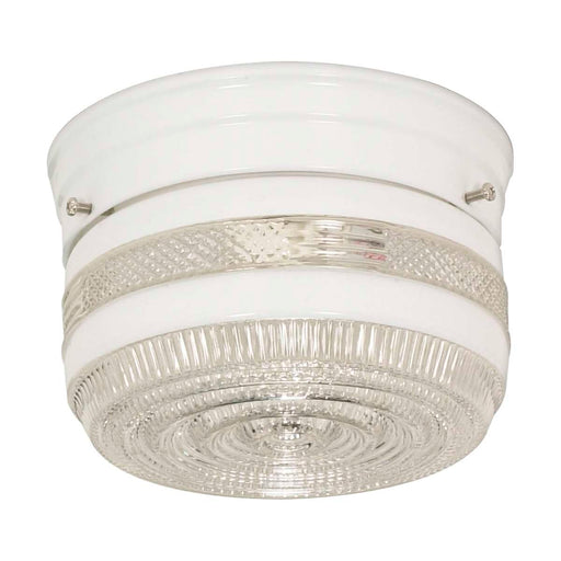 Flush Mount Nuvo SF77-097 1 Light - 6" - Flush Mount - Small Crystal / White Drum - White Finish Nuvo