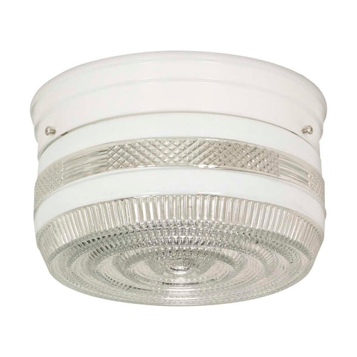 Flush Mount Nuvo SF77-098 2 Light - 8" - Flush Mount - Medium Crystal / White Drum - White Finish Nuvo