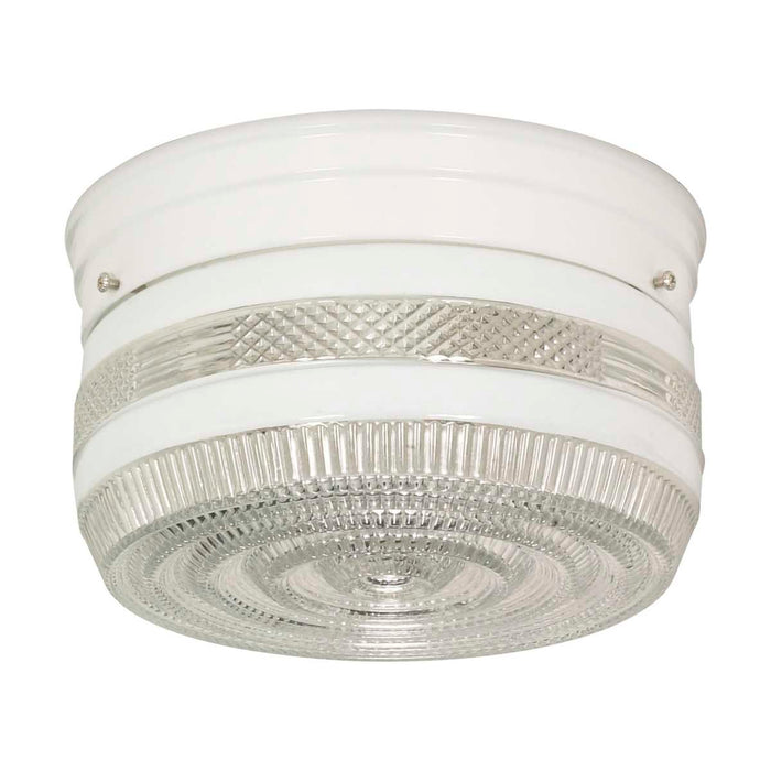 Flush Mount Nuvo SF77-098 2 Light - 8" - Flush Mount - Medium Crystal / White Drum - White Finish Nuvo