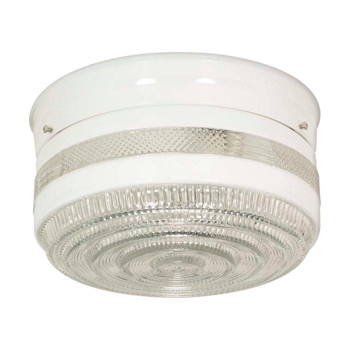 Flush Mount Nuvo SF77-099 2 Light - 10" - Flush Mount - Large Crystal / White Drum - White Finish Nuvo