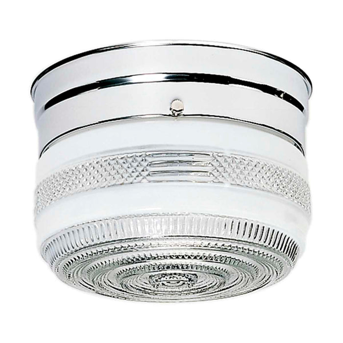 Flush Mount Nuvo SF77-100 1 Light - 6" - Flush Mount - Small Crystal / White Drum - Polished Chrome Finish Nuvo