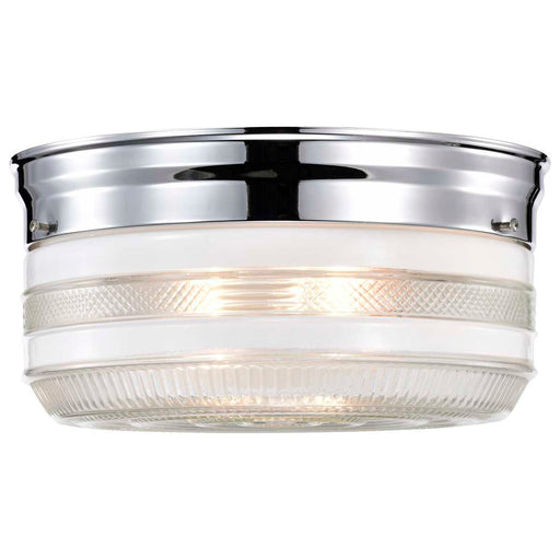 Flush Mount Nuvo SF77-102 2 Light - 10" - Flush Mount - Large Crystal / White Drum - Polished Chrome Finish Nuvo