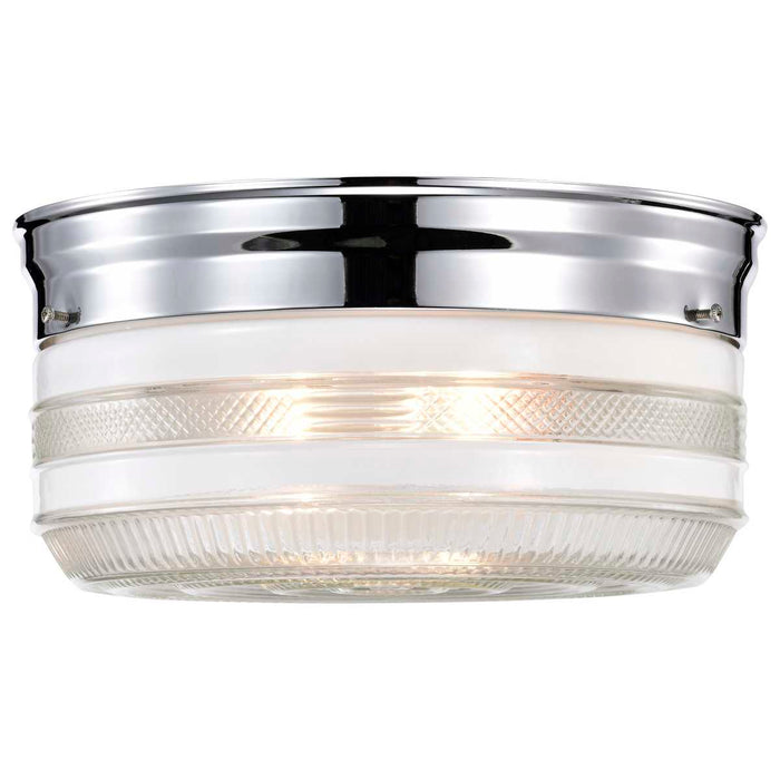 Flush Mount Nuvo SF77-102 2 Light - 10" - Flush Mount - Large Crystal / White Drum - Polished Chrome Finish Nuvo