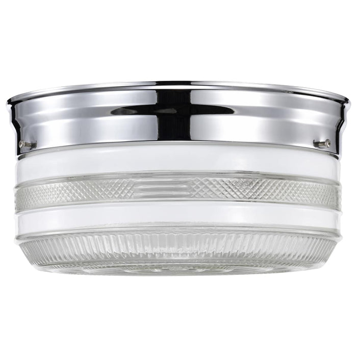 Flush Mount Nuvo SF77-102 2 Light - 10" - Flush Mount - Large Crystal / White Drum - Polished Chrome Finish Nuvo