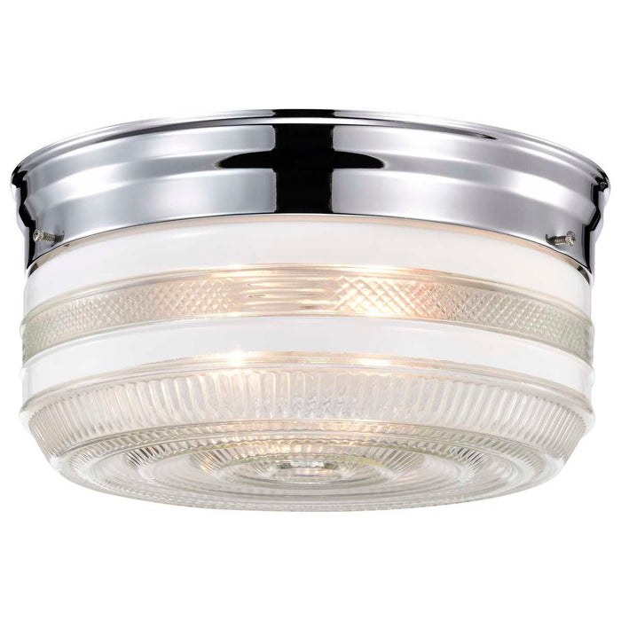 Flush Mount Nuvo SF77-102 2 Light - 10" - Flush Mount - Large Crystal / White Drum - Polished Chrome Finish Nuvo