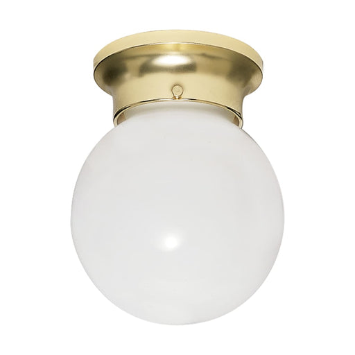 Flush Mount Nuvo SF77-108 1 Light - 6" - Ceiling Fixture - White Ball - Polished Brass Finish Nuvo