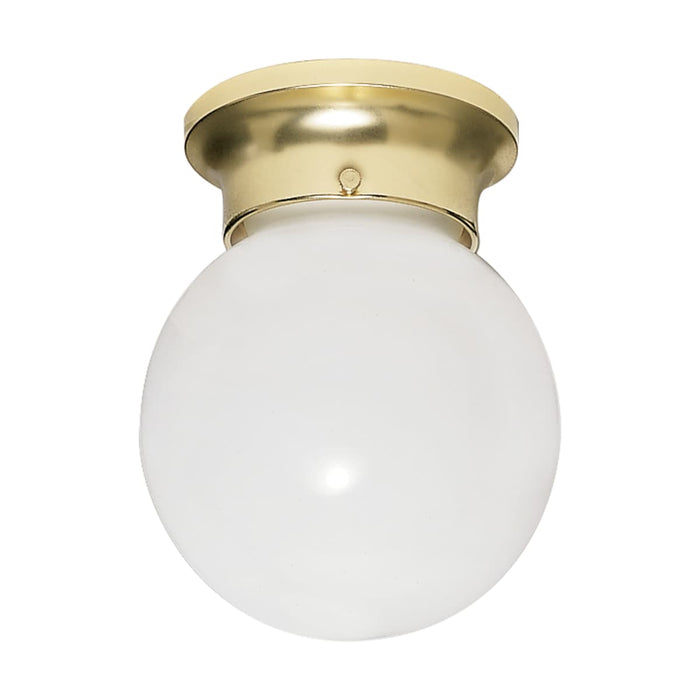Flush Mount Nuvo SF77-108 1 Light - 6" - Ceiling Fixture - White Ball - Polished Brass Finish Nuvo