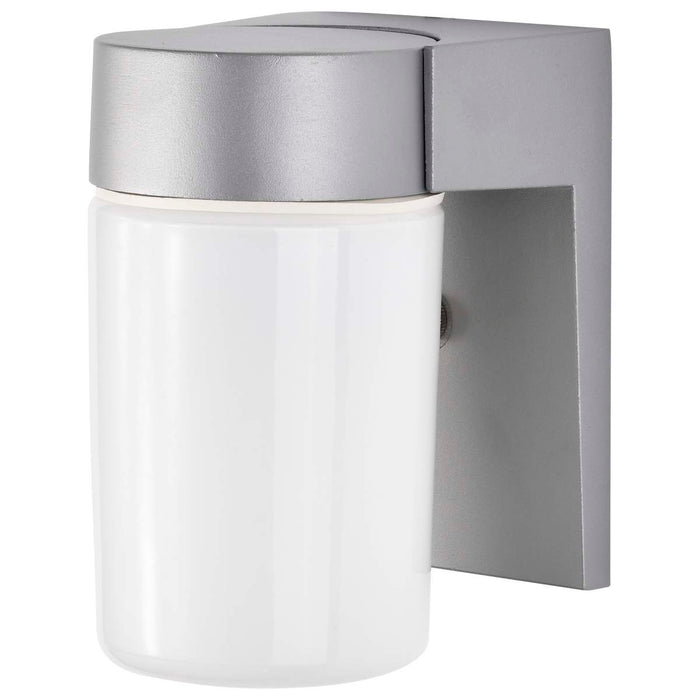 Wall Fixture Nuvo SF77-136 1 Light - 8" - Utility - Wall Mount - With White Glass Cylinder - Satin Aluminum Finish Nuvo