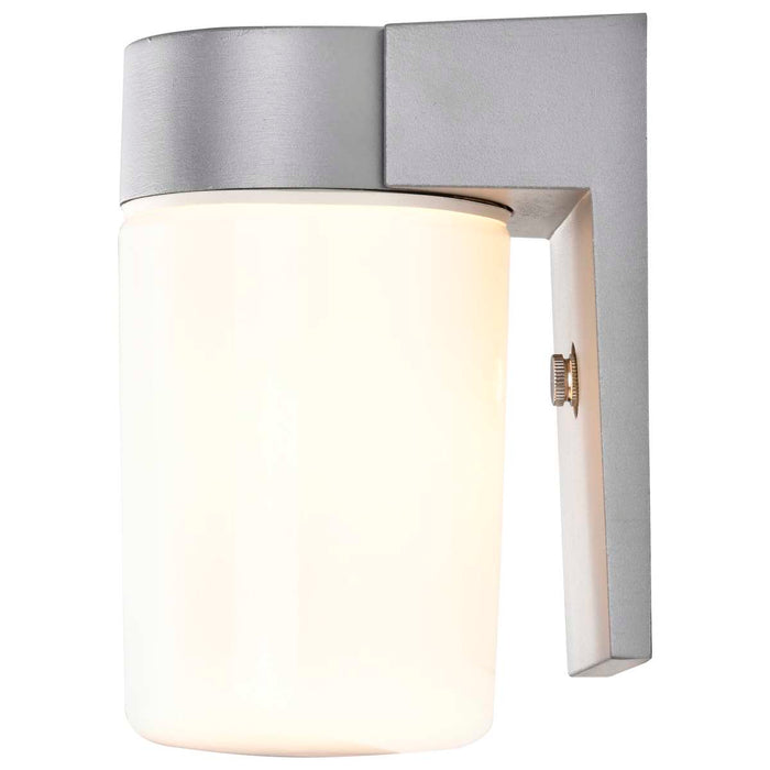 Wall Fixture Nuvo SF77-136 1 Light - 8" - Utility - Wall Mount - With White Glass Cylinder - Satin Aluminum Finish Nuvo
