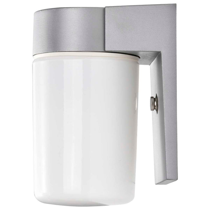 Wall Fixture Nuvo SF77-136 1 Light - 8" - Utility - Wall Mount - With White Glass Cylinder - Satin Aluminum Finish Nuvo