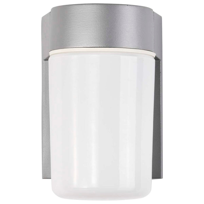 Wall Fixture Nuvo SF77-136 1 Light - 8" - Utility - Wall Mount - With White Glass Cylinder - Satin Aluminum Finish Nuvo