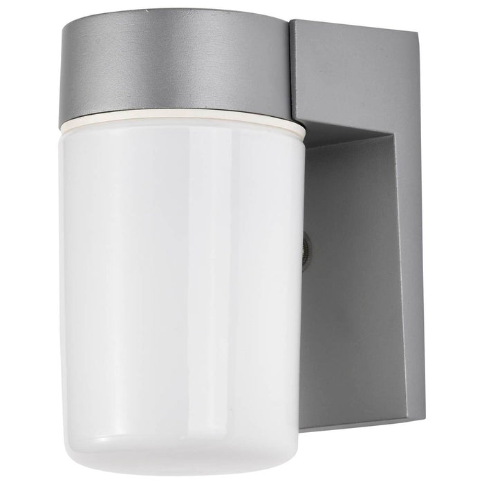 Wall Fixture Nuvo SF77-136 1 Light - 8" - Utility - Wall Mount - With White Glass Cylinder - Satin Aluminum Finish Nuvo
