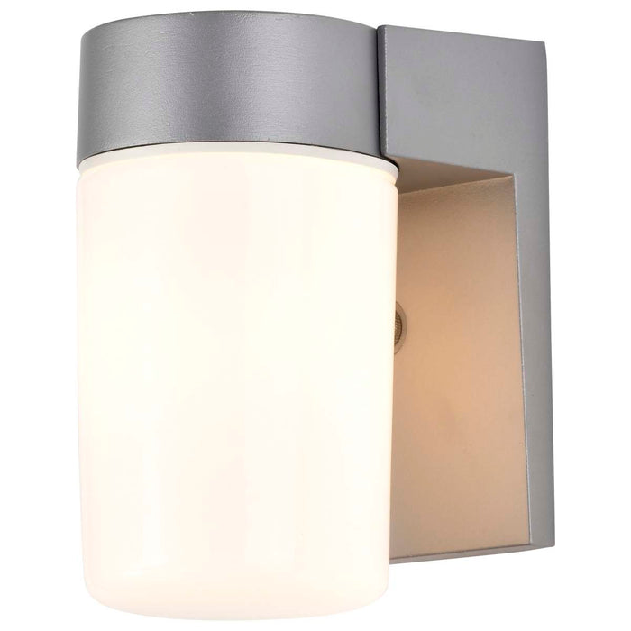 Wall Fixture Nuvo SF77-136 1 Light - 8" - Utility - Wall Mount - With White Glass Cylinder - Satin Aluminum Finish Nuvo
