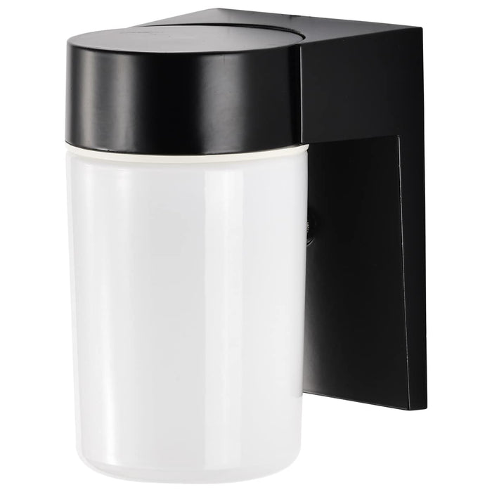 Wall Fixture Nuvo SF77-137 1 Light - 8" - Utility - Wall Mount - With White Glass Cylinder - Black Finish Nuvo