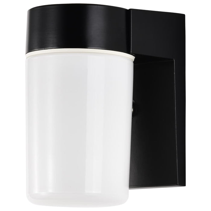 Wall Fixture Nuvo SF77-137 1 Light - 8" - Utility - Wall Mount - With White Glass Cylinder - Black Finish Nuvo