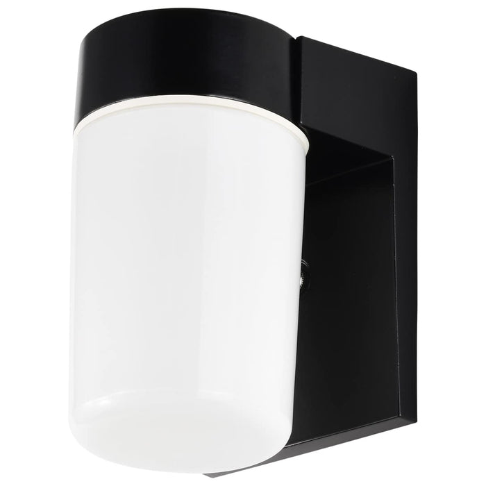 Wall Fixture Nuvo SF77-137 1 Light - 8" - Utility - Wall Mount - With White Glass Cylinder - Black Finish Nuvo