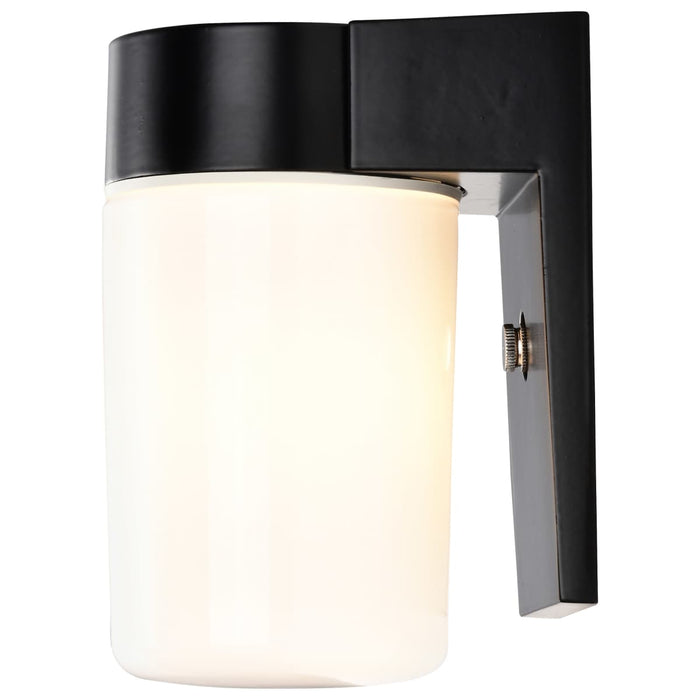 Wall Fixture Nuvo SF77-137 1 Light - 8" - Utility - Wall Mount - With White Glass Cylinder - Black Finish Nuvo