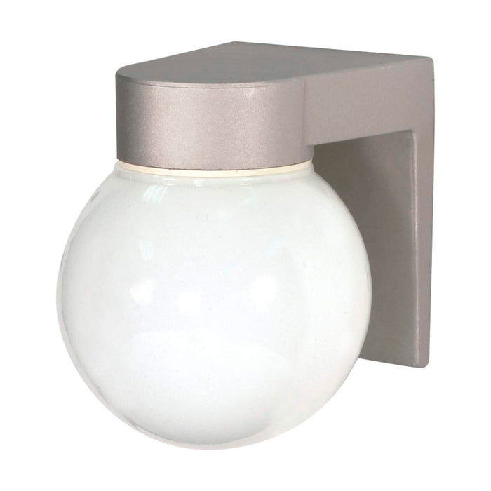 Wall Fixture Nuvo SF77-139 1 Light - 8" - Utility - Wall Mount - With White Glass Globe - Satin Aluminum Finish Nuvo