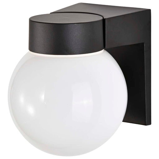 Wall Fixture Nuvo SF77-140 1 Light - 8" - Utility - Wall Mount - With White Glass Globe - Black Finish Nuvo
