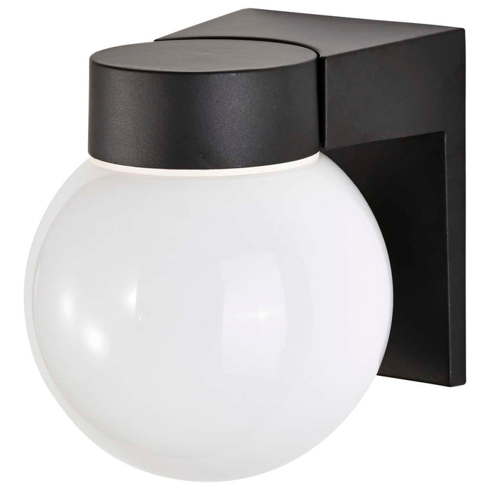 Wall Fixture Nuvo SF77-140 1 Light - 8" - Utility - Wall Mount - With White Glass Globe - Black Finish Nuvo