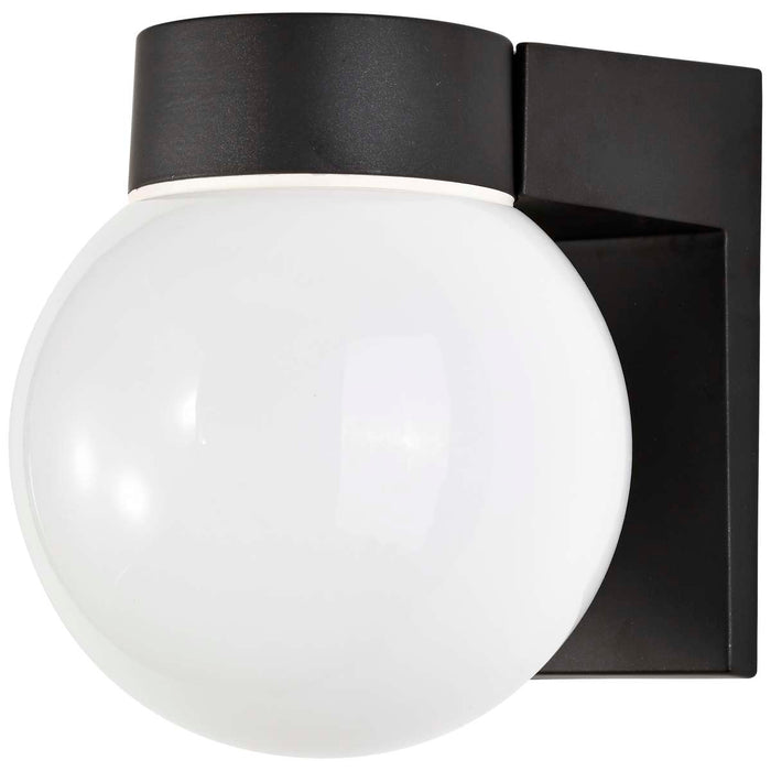 Wall Fixture Nuvo SF77-140 1 Light - 8" - Utility - Wall Mount - With White Glass Globe - Black Finish Nuvo