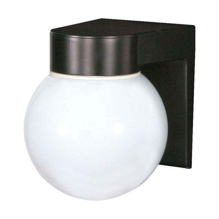 Wall Fixture Nuvo SF77-140 1 Light - 8" - Utility - Wall Mount - With White Glass Globe - Black Finish Nuvo