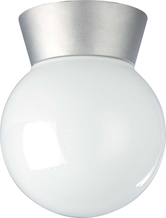 Flush Mount Nuvo SF77-152 1 Light - 8" - Utility - Ceiling Mount - With White Glass Globe - Satin Aluminum Finish Nuvo
