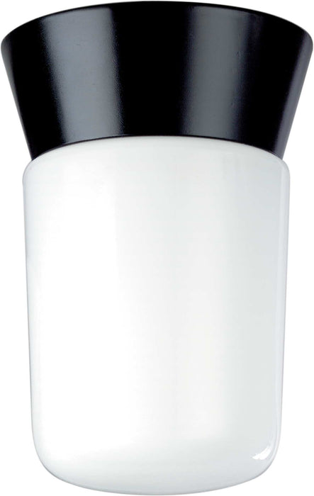 Flush Mount Nuvo SF77-154 1 Light - 8" - Utility - Ceiling Mount - With White Glass Cylinder - Black Finish Nuvo