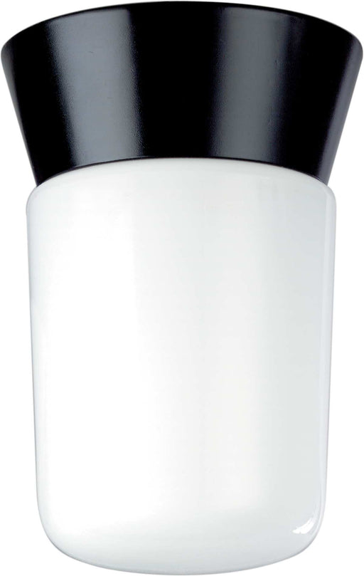 Flush Mount Nuvo SF77-154 1 Light - 8" - Utility - Ceiling Mount - With White Glass Cylinder - Black Finish Nuvo