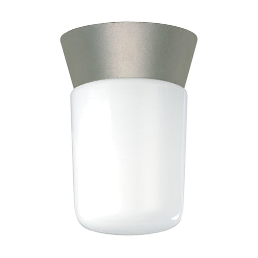 Flush Mount Nuvo SF77-155 1 Light - 8" - Utility - Ceiling Mount - With White Glass Cylinder - Satin Aluminum Finish Nuvo