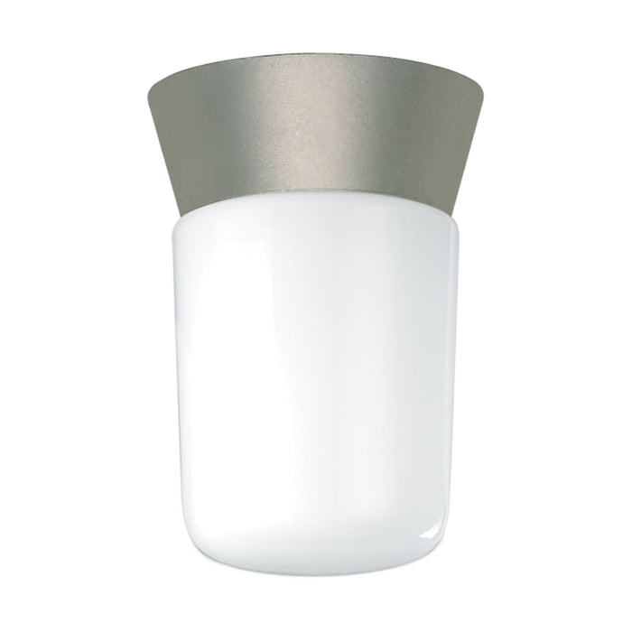 Flush Mount Nuvo SF77-155 1 Light - 8" - Utility - Ceiling Mount - With White Glass Cylinder - Satin Aluminum Finish Nuvo