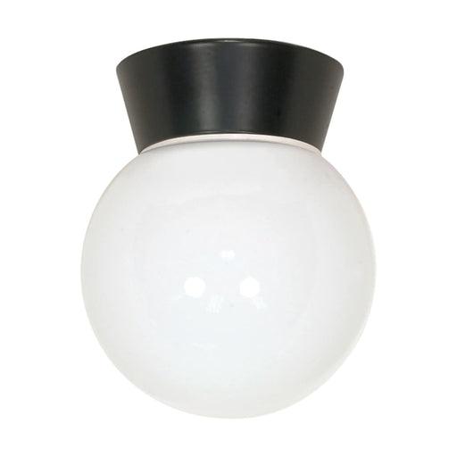 Flush Mount Nuvo SF77-157 1 Light - 8" - Utility - Ceiling Mount - With White Glass Globe - Black Finish Nuvo